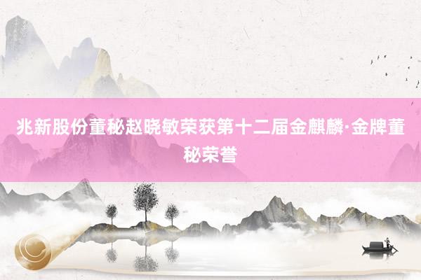 兆新股份董秘赵晓敏荣获第十二届金麒麟·金牌董秘荣誉