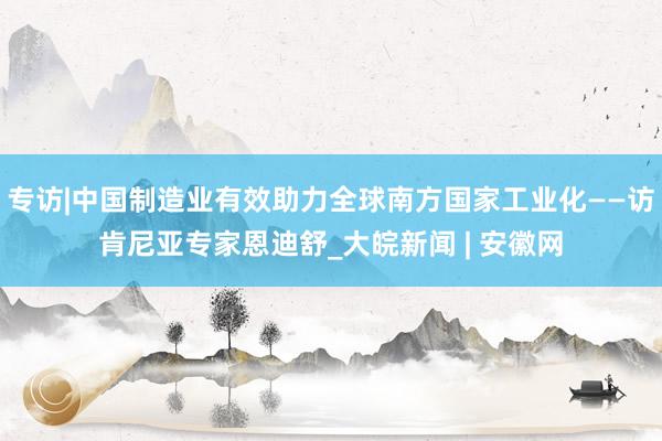 专访|中国制造业有效助力全球南方国家工业化——访肯尼亚专家恩迪舒_大皖新闻 | 安徽网
