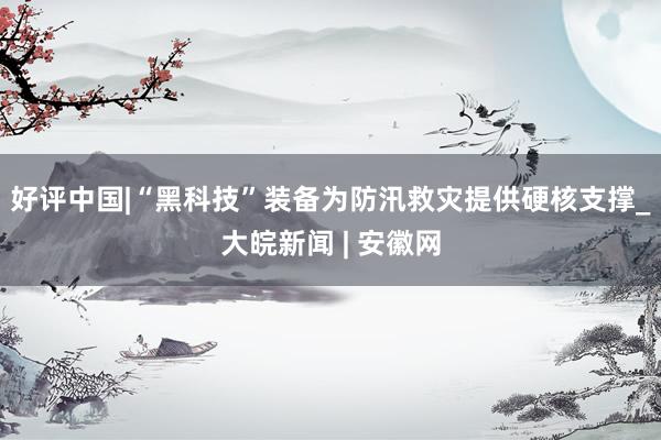 好评中国|“黑科技”装备为防汛救灾提供硬核支撑_大皖新闻 | 安徽网