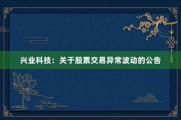 兴业科技：关于股票交易异常波动的公告