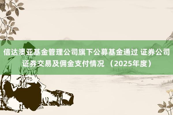信达澳亚基金管理公司旗下公募基金通过 证券公司证券交易及佣金支付情况 （2025年度）