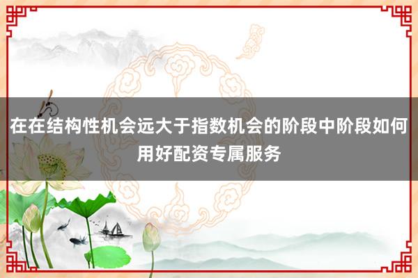 在在结构性机会远大于指数机会的阶段中阶段如何用好配资专属服务