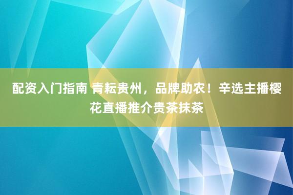 配资入门指南 青耘贵州，品牌助农！辛选主播樱花直播推介贵茶抹茶
