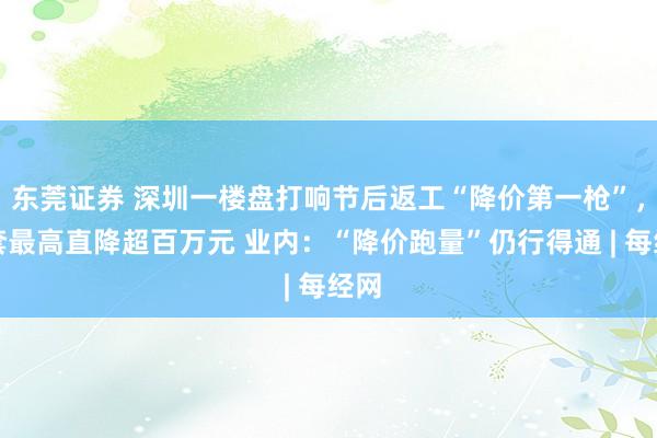 东莞证券 深圳一楼盘打响节后返工“降价第一枪”，单套最高直降超百万元 业内：“降价跑量”仍行得通 | 每经网
