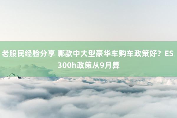 老股民经验分享 哪款中大型豪华车购车政策好？ES 300h政策从9月算