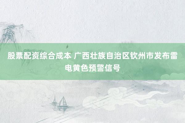 股票配资综合成本 广西壮族自治区钦州市发布雷电黄色预警信号