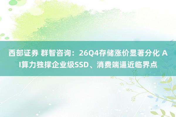 西部证券 群智咨询：26Q4存储涨价显著分化 AI算力独撑企业级SSD、消费端逼近临界点