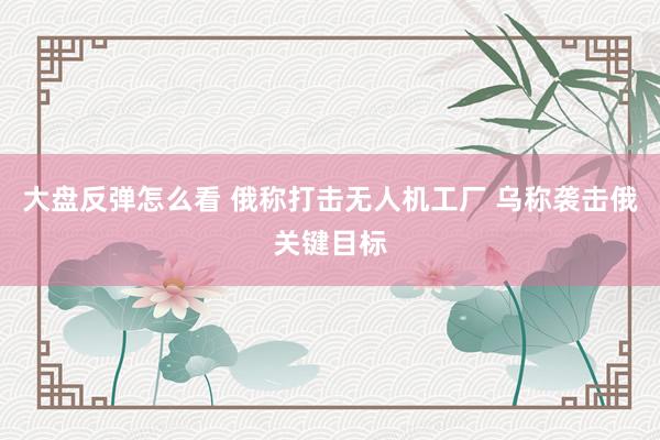 大盘反弹怎么看 俄称打击无人机工厂 乌称袭击俄关键目标