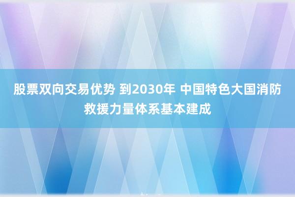 股票双向交易优势 到2030年 中国特色大国消防救援力量体系基本建成