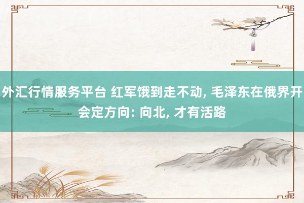 外汇行情服务平台 红军饿到走不动, 毛泽东在俄界开会定方向: 向北, 才有活路